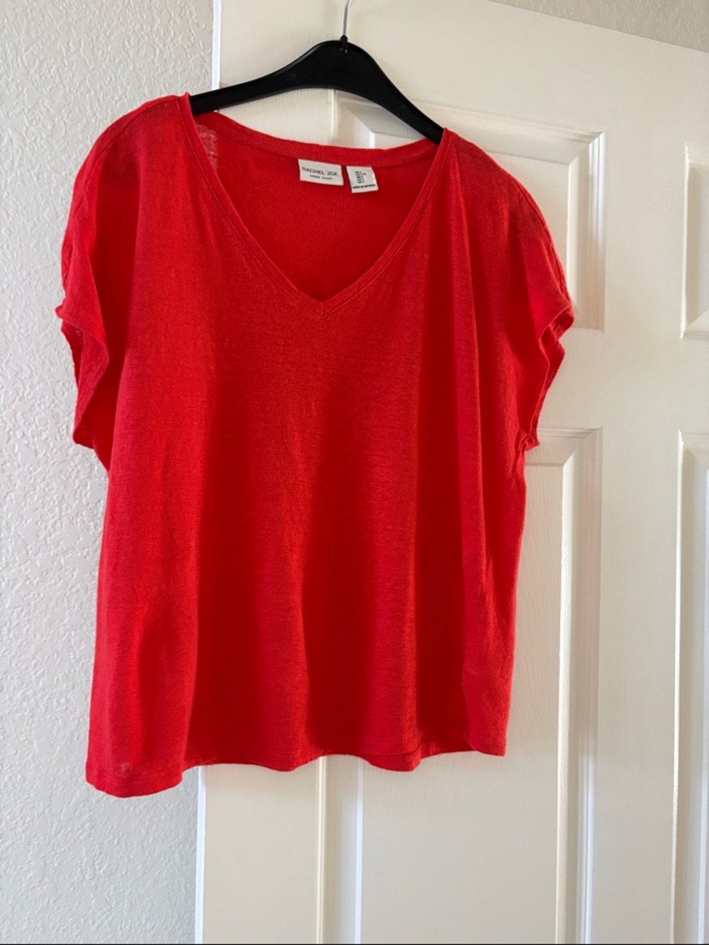 Rachel Zoe Red V-Neck Short Sleeve Tee
